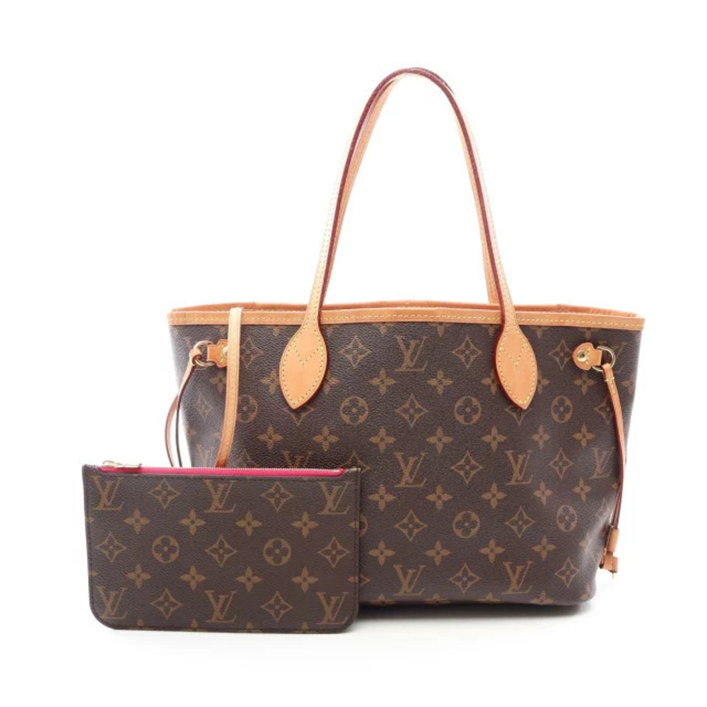 Louis Vuitton Neverfull Tote Bag Canvas Leather Monogram Brown